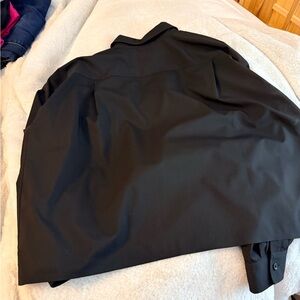 Athleta Black Collared Button-Up Top